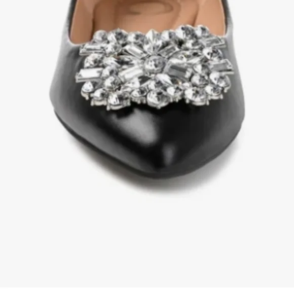 Journey Collection Chic Renzo Black Flats With Crystal Embellishment Size 8.5W - Picture 7 of 11